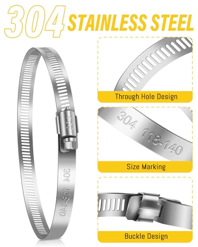 Caianwin 6 Stück 91-114mm Schlauchschellen Groß Edelstahl Rohrschellen Einstellbare Schellen für Abluftschlauch, Trocknerbelüftungen, Schläuchen,Rohren