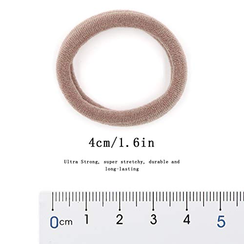HOYOLS Large Fabric Hair Ties Soft & Gentle Bands Ponytail Holder for Thick Heavy Curly Hair No Slip No Damage Seamless Scrunchies Headbands 100 Pcs (Caramel) - Image 2