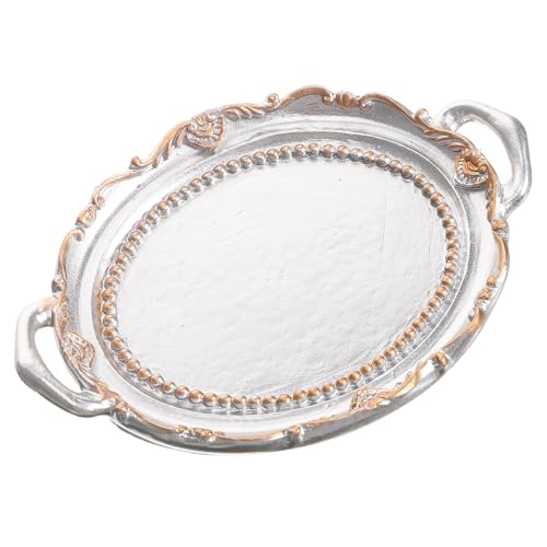 Veemoon Bandeja Decorativa de Resina Plata para Joyas Textura Lisa y Diseño Ligero, Adecuada para Organizar en Dormitorio y Múltiples Ocasiones