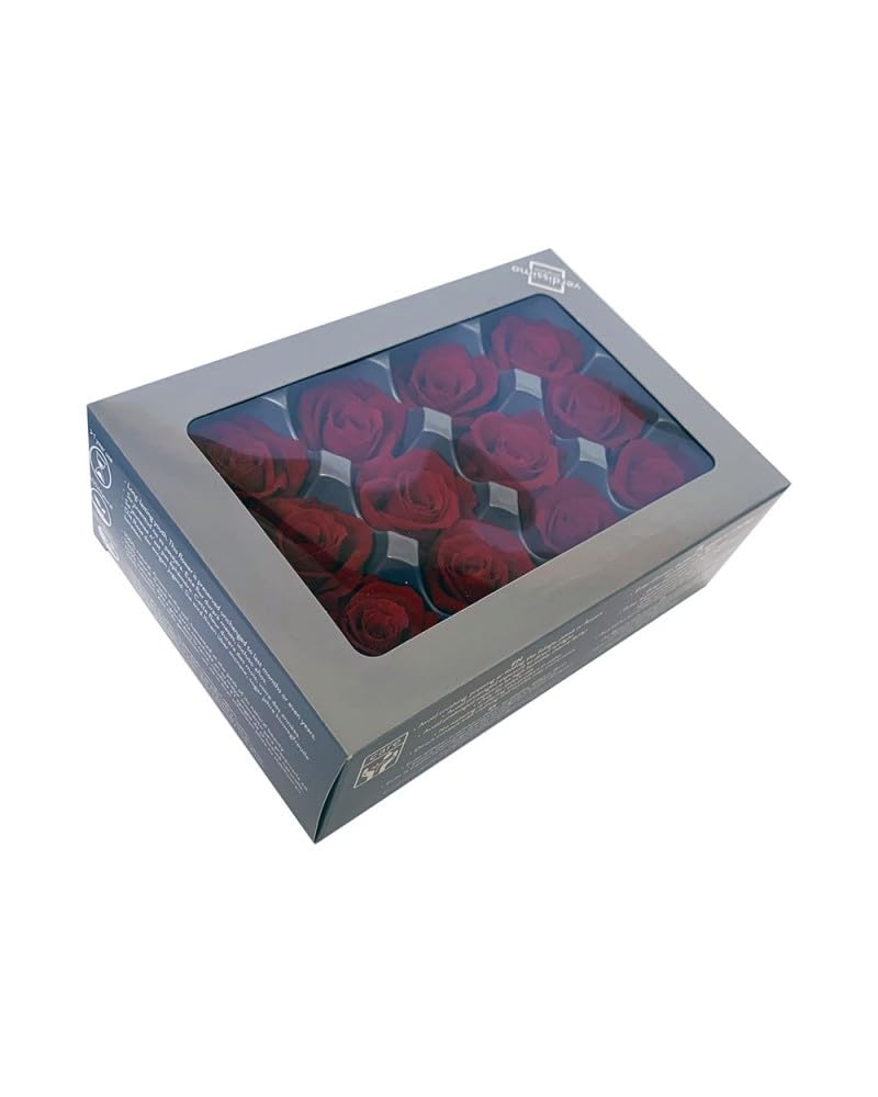 verdissimo 12 Rose Naturali Stabilizzate DIAM DA 3 A 5 cm Circa Non necessita di Luce ne Acqua Regalo San Valentino (Rosso)