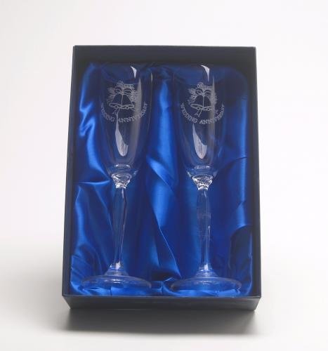 Bohemia Crystal Ltd Wedding Anniversary Glass Flutes Gift Set
