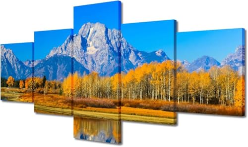 Affiche de photo paysage d'arbres alpins déco murale moderne prête à suspendre 5 pièces
