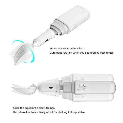 GYENNO Parkinson Spoon and Fork Functional Product for all kinds of meal 360 degree stabilization solution, offsetting 85% unwanted tremor (grey-white)