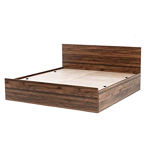 Image of CASPIAN Queen Size Double Bed 72 x 60 Inches (Asian Brown Textured) | Modern & Classic Style Engineered Wood Bed | with 4 Storage Boxes | Wooden Furniture for Home, Living Room & Bedroom
