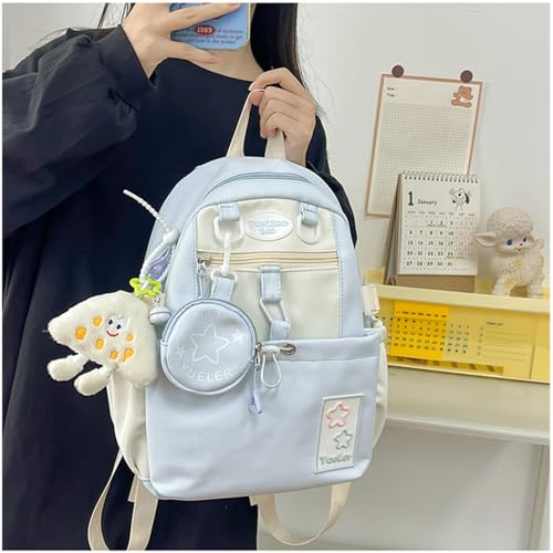 Rosy Posy Backpack, Large Capacity Cutecore Backpacks with Triangle Widget, Kawaii Backpack for Girls (Green)2