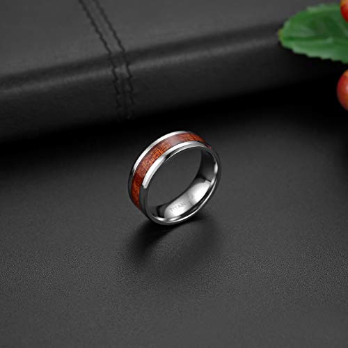 MABOHITY Anello in titanio da 8 mm con vero legno