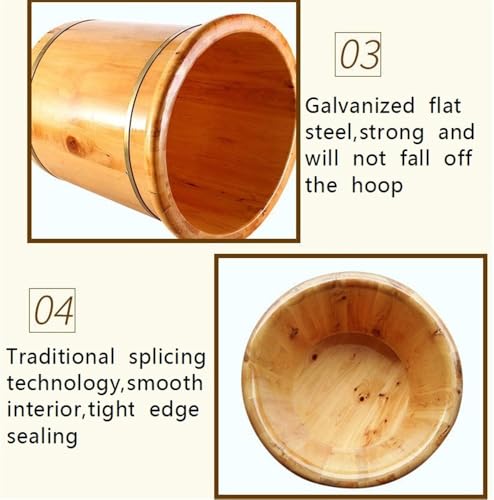 Balde de Madera para Masaje de Pies con Tapa 15.7x15.7 pulg miniatura 4