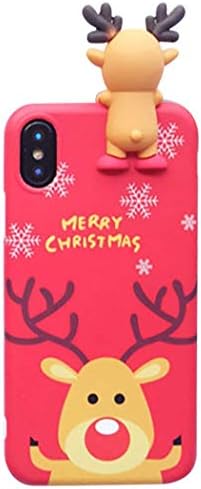 Casa Christmas Case for iPhone Xs Max, Merry Christmas Soft Silicone TPU 3D Cute Snowman Santa/Elk Pattern Pretty Cute Premium Flexible Case Gifts for Apple iPhone Xs Max 6.5'' 2018 (Red)
