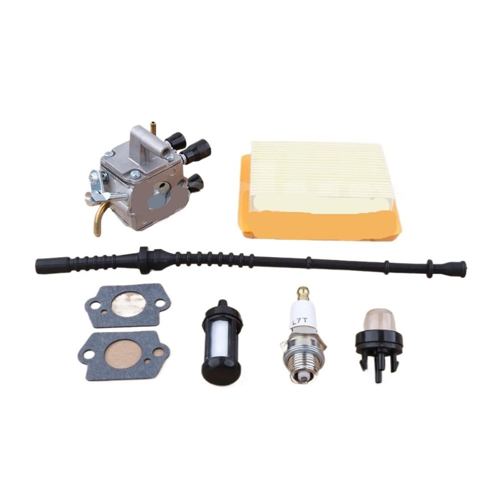 Línea de filtro de aire y combustible compatible with carburador compatible con cortadoras de césped FS400, FS450, FS480, SP400 C1Q-S34H (reemplazo 41281200651)