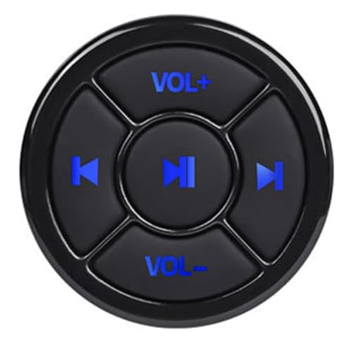 Htuteyy Mando A Distancia Inalámbrico Bluetooth 5.0 con Botón Multimedia para Volante de Coche, Bicicleta, Reproducción de Música para iOS, Android, Teléfono y Tableta.