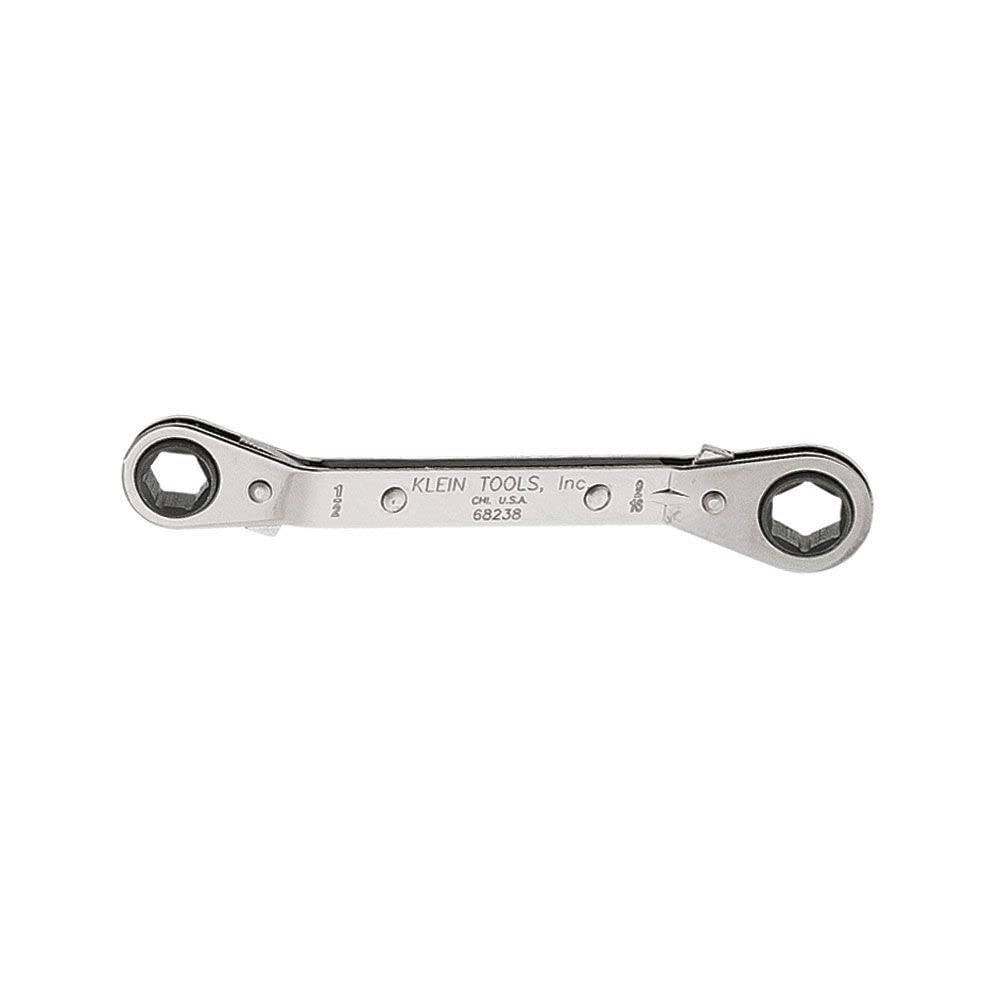Klein Tools 68238 Ratcheting Offset Box Wrench, Made in USA, 1/2 x 9/16-Inch, Fully Reversible