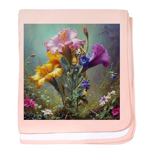 CafePress Tiger in Mystical Spring Hibiscus Baby Blanket, Super Soft Newborn Swaddle