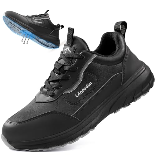 Image of Steel Toe Shoes for Men, Lightweight Safety Work Shoes, Breathable Puncture-Resistant Work Shoes for Warehouse, Factory and Light Construction