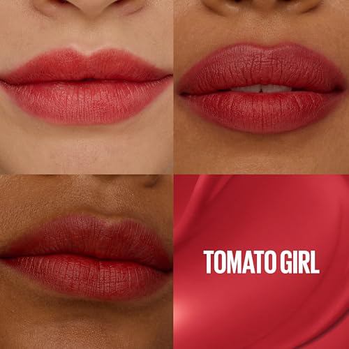 Image of MAYBELLINE Super Stay Teddy Lip Tint, Long Lasting Matte Lipstick for Up To 12HR Wear, Tomato Girl, 1 Count