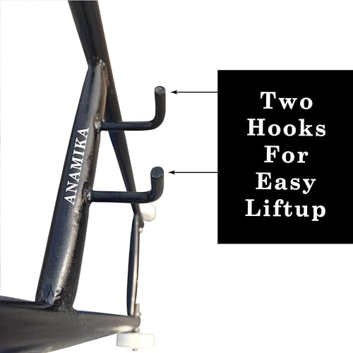 Image of ANAMIKA Heavy Duty LPG Gas Trolley with Wheels & Dual Hooks | Easy Grip Handle for Effortless Gas Movement | Strong Metal Stand for Home Kitchen | Durable Gas Carrier Trolley (Black)
