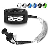 BPS 'PRO' Bodyboard Coiled Arm Leash with Leash Plug for Boogieboard - with Double Swivels (Koru Clear)