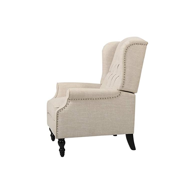 GDF Studio Elizabeth Tufted Fabric Recliner, Vintage Reclining Reading