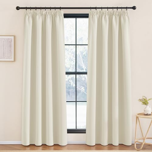 KGORGE Lot de 2 Rideau Occultant Galon Fronceur - Rideaux Thermiques Galon Fronceur Isolation à Froid/Chaleur pour Salon/Salle à Manger/Chambre Fenêtre,...