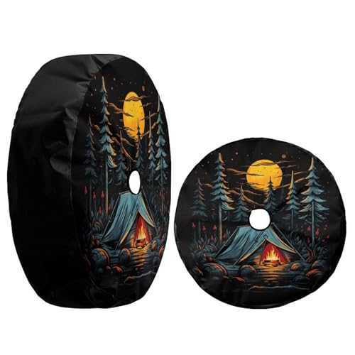 Image of Delerain Spare Tire Cover with Backup Camera Hole Camping Hiking Wheel Covers Waterproof Dust-Proof UV Sun Universal Fit for RV Trailer RV SUV Truck (18 Inch for Diameter 32 inch-34 inch)