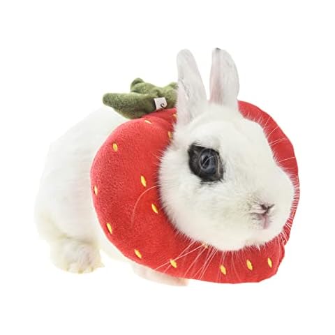 FLAdorepet Rabbit Protection Cone for After Surgery, Elizabeth Neck Recovery Collar for Small Animals,Bunny Toast Avocado Costume (Small (Pack of 1), Strawberry) Cover