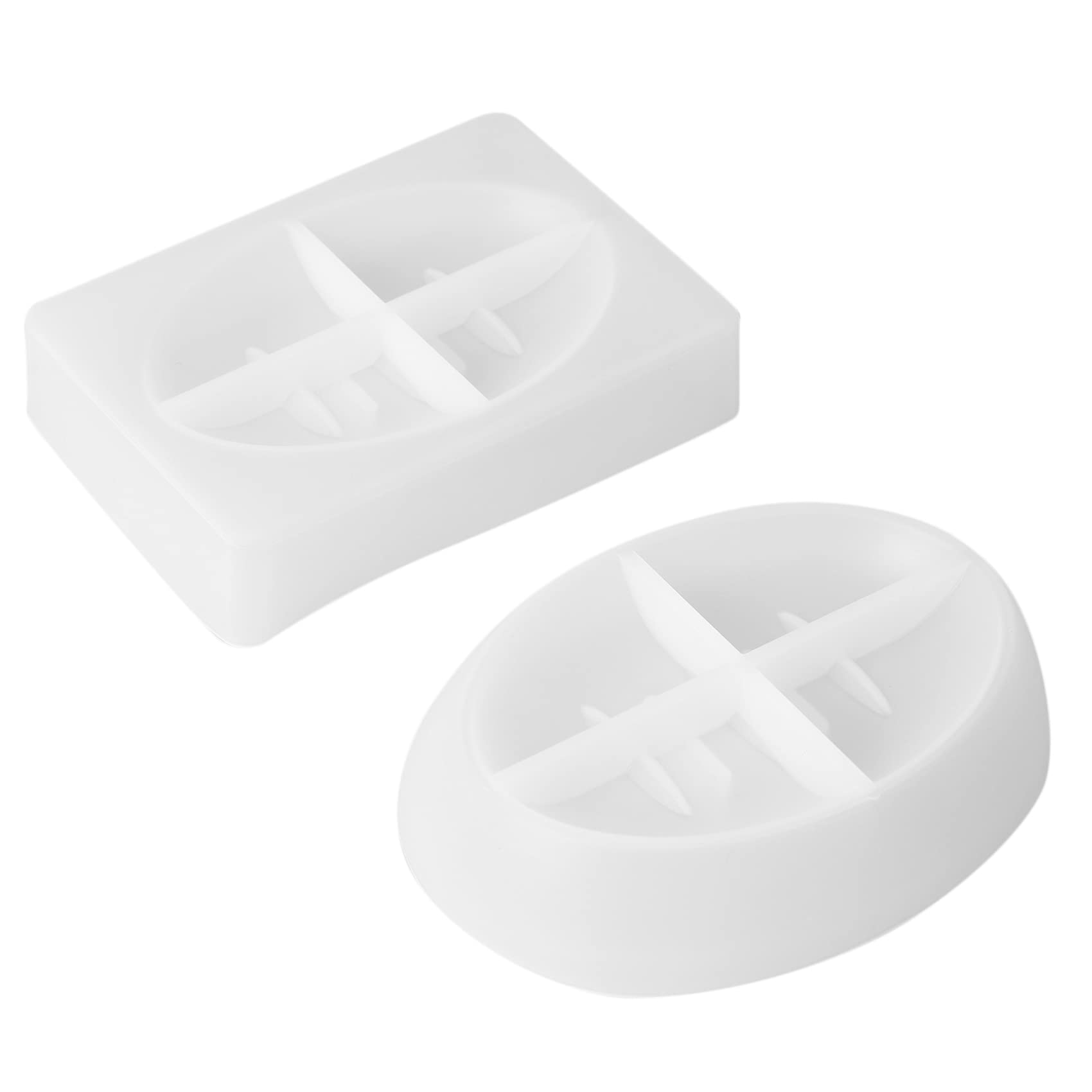 CTRLZS 2PCS Silicone Soap Dish Resin Mold Oval/Square Drain Soap Box Epoxy Resin Casting Mould Home Organizer
