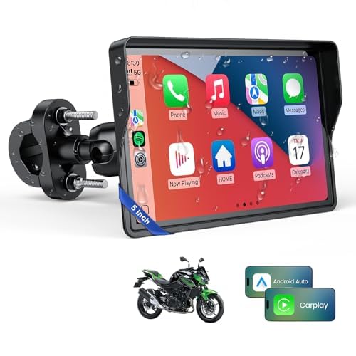WonVon 7 Inch Wireless Motorcycle Carplay GPS Navigation System with Apple Carplay and Android Auto Portable Screen with Dual Bluetooth, Navigation, Siri, Google Assistant