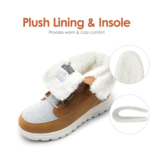 DREAM PAIRS Women's Winter Snow Boots Lace Up Warm Comfortable Faux Fur Lining Outdoor Ankle Booties,Size 7,Chestnut,SDSB2311W