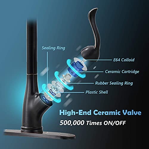 Appaso Patented Pull Down Kitchen Faucet With Sprayer Oil Rubbed Bronze - Single Handle Antique One Hole High Arc Pull Out Kitchen Sink Faucets And Soap Dispenser, #TOP6