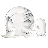 GLETSF Juego De Vajilla De Porcelana China, para 1 Persona, Color Blanco