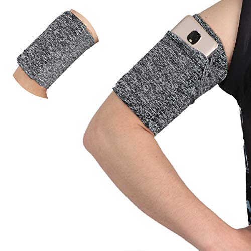 Walking Running Armband Sleeve Wristband Band Case Pouch Pocket Compatible with iPhone 6 6S 7 8 Plus X XR XS 11 12 Max Pro Android Samsung Galaxy Pixel Skating Riding Jogging - Variegated Grey/Large