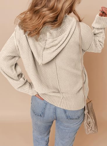 Dokotoo Oversized Sweaters for Women Casual Solid Long Sleeve Button Down Chunky Knit Hooded Cardigan Sweaters Coat2