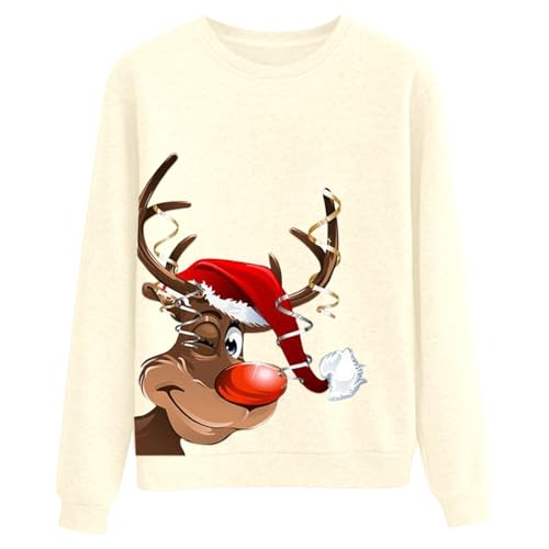 Generisch Damen Sweatshirt mit zwinkerndem Rentier-Motiv - Lustiger...