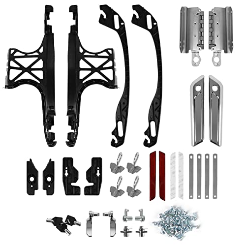 Kit de herrajes, cerraduras y bisagras para alforjas duras, compatible Harley Road King 2014-2020 (Cromo y Negro) miniatura 1