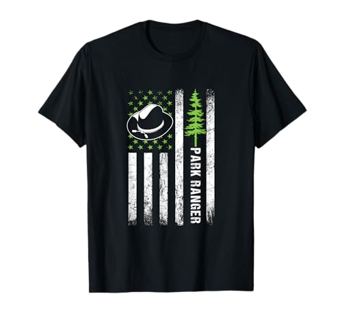 Retro Ranger Park USA America Bandera Bosque Naturaleza Bosque Camiseta