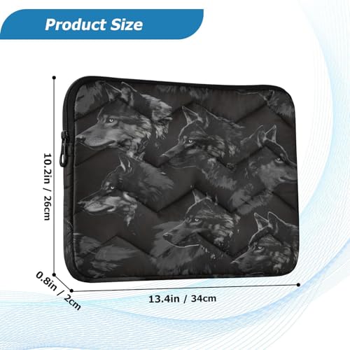 Funda para portátil de 13-14 pulgadas negra con diseño de lobo miniatura 3