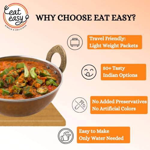 Image of Eat Easy Ready To Eat Masala Bhindi, Instant Okra Curry Indian Food- 85g