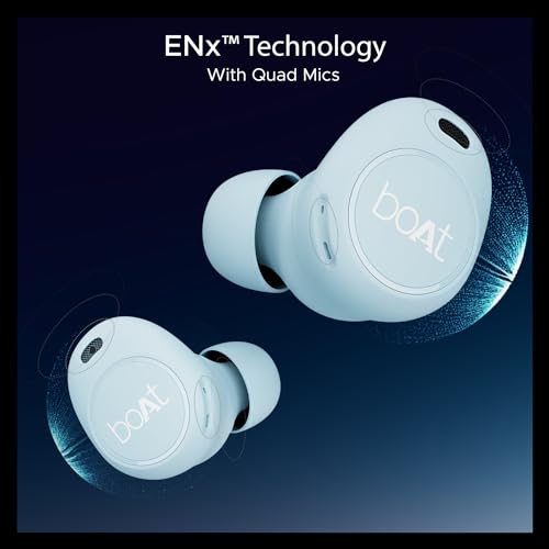 Image of boAt Airdopes 121 V2 Plus Truly Wireless in Ear Ear Buds w / 50 HRS Playtime,Quad Mics w /ENx Tech,ASAP Charging, Beast Mode(50ms Low Latency),BTv5.3 & IPX4(Marine Blue)