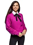 Tipo de escote: Redondo oodji Ultra Mujer Jersey Holgado con Lana, Rosa, ES 40 / M