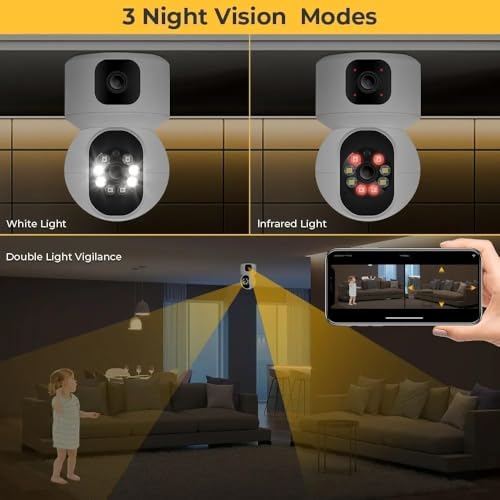 Image of Dr Vision 5MP Indoor WiFi Smart CCTV Camera for Home | Full HD | Color Night Vision | Motion Detection | Two Way Audio | Wireless Home Security Camera with Mobile App V380 Pro (CV Dual Lens)