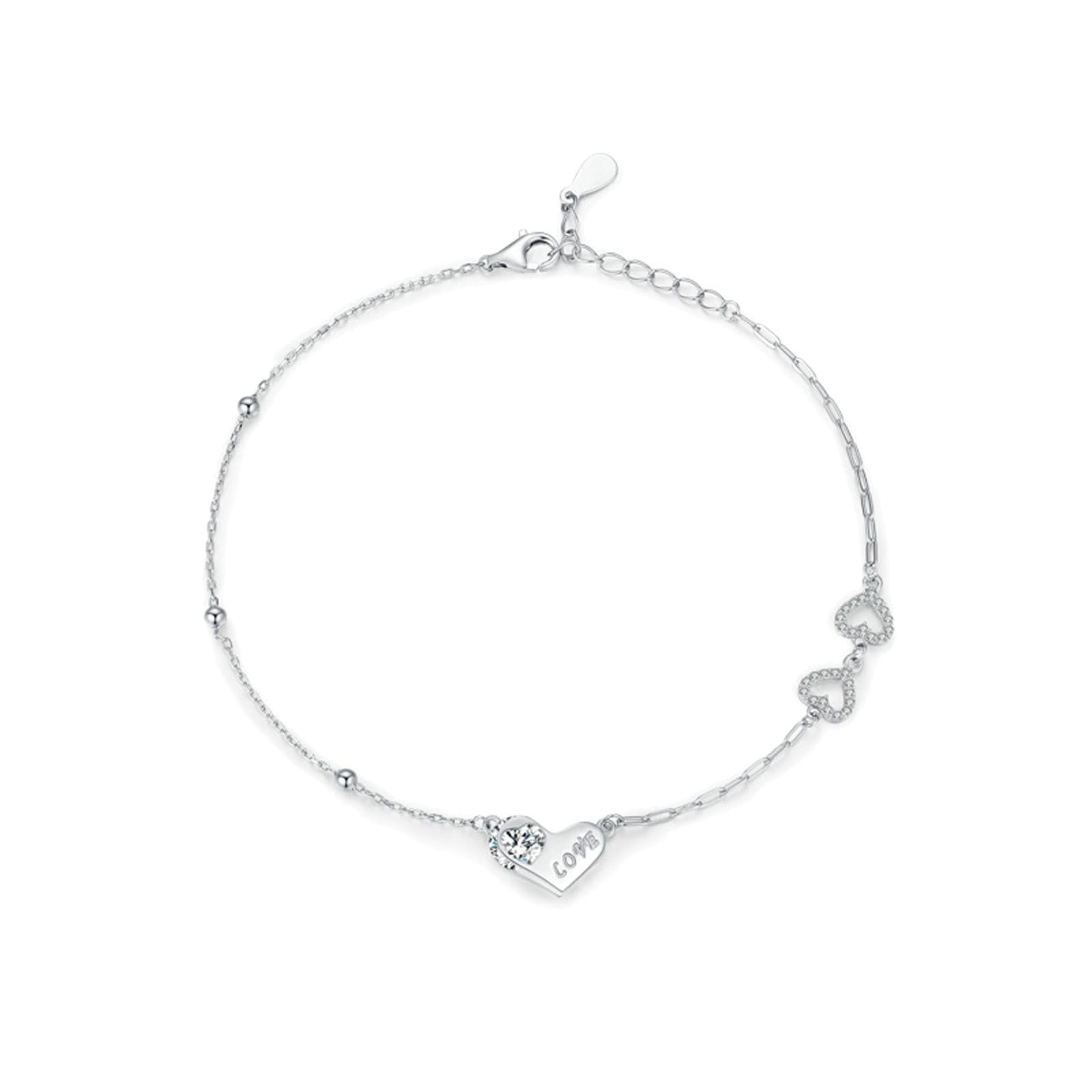 Herzensliebe bransoletka damska w kolorze różowego złota z moissanitem, bez kamienia szlachetnego, łańcuszek na rękę złoto 585 dla Ciebie, 9K 14K 18K białe złoto