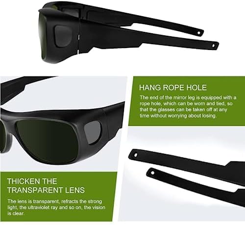 [UpaClaire] 溶接メガネ囲型安全溶接レンズ、溶接メガネ傷防止滑り止め紫外線保護レーザー脱毛保護メガネIPL200-2000