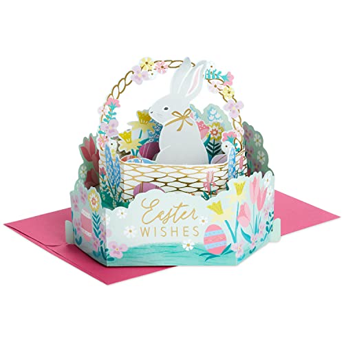 Carte de Pâques pop-up Hallmark en forme de panier fleuri pour décorer la table