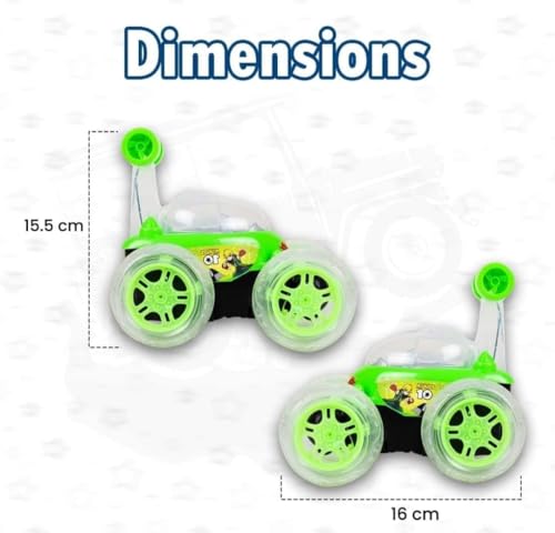 Image of 360 Rotating & Rolling Big Stunt Car Toy with USB Cable & Remote Controller with Demo Feature Rechargeable 5 Functions | Multicolor, Power Source: Lithium Battery in Car (Included)-New