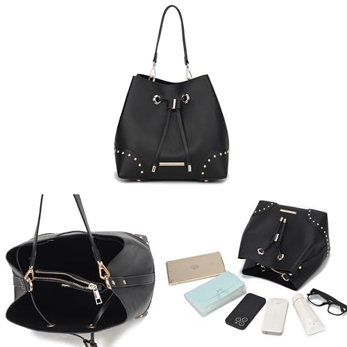 Image of MKF Collection Women's Bucket Bag With Wristlet Wallet, Vegan Leather Hobo Bag Handbag Set Crossbody Bag by Mia K