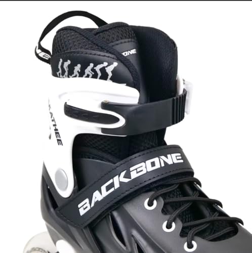 Image of Backbone Vakkathee Adjustable Unisex Inline Skates, Black /White, 80Mm Wheels, Push Button Design