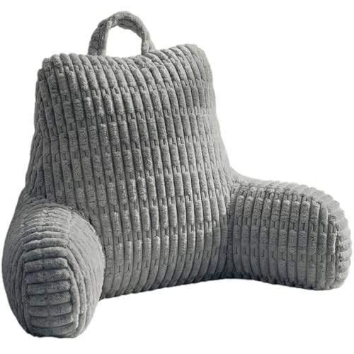 Odaima Almohada de Lectura para Adultos, Cojín de Lectura para Cama y Sofá, Ergonómico con Brazos, Suave y Agradable Cojín de Lectura con Soporte Lumbar(Gris)