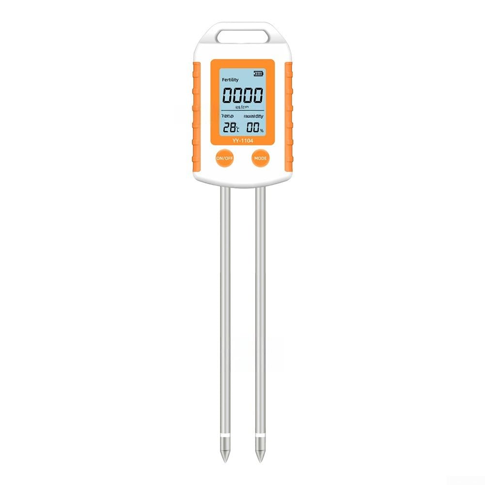 YY-1104 Testeur de Sol 6 en 1 pour NPK pH Humidité Température, Testeur de Sol Numérique avec Écran LCD pour Jardin Agriculture Serre Orange-Blanc