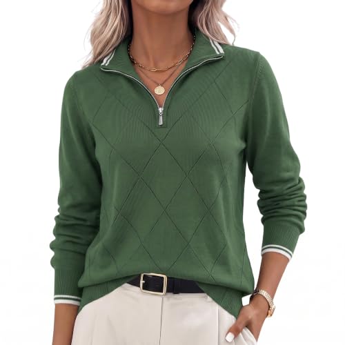 Image of JACK SMITH Quarter Zip Pullover Sweaters for Womens, Rib Polo Sweater Tops