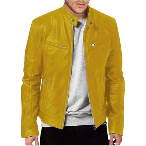 JEShifangjiusu Fashion Jackets for Men Winter Mens Coats Jackets Stylish Men's Casual Solid Color Long-Sleeved Slim Leather3