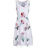 Damen Schwangerschaftskleid ÄRmellos Rundkragen Umstandsmode Kleid Blumen Midilang Umstandskleide Sommer Stillkleide (XXL,Weiß)